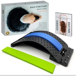 Back Stretcher for Lower Back Pain Relief - Lumbar Support - Spine Decompression Device, Black (Extra Cushion Added)