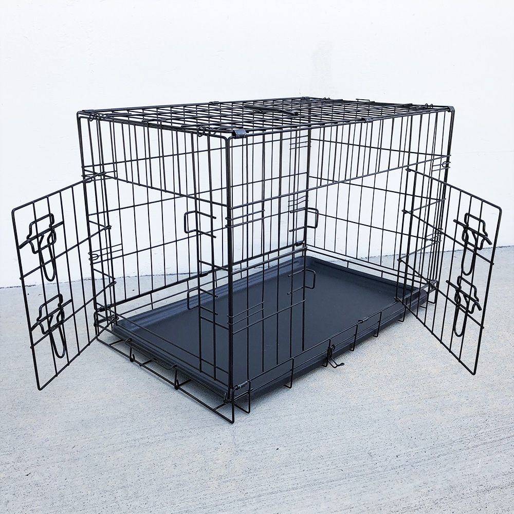 $40 (New) Folding 30” dog cage 2-door folding pet crate kennel w/ tray 30”x18”x20”
