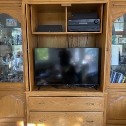 All Wood And Glass Doors Entertainment Center