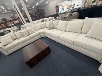 NEW Large L-Shaped Sectional Sofa with Nailhead Trim and Useful Corner Seat-Same Day Delivery-No Credit Needed