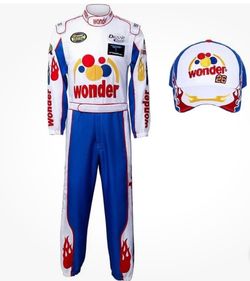 Adult Mens Ricky Bobby Costume Racing Jumpsuit w/ Matching Hat Size L