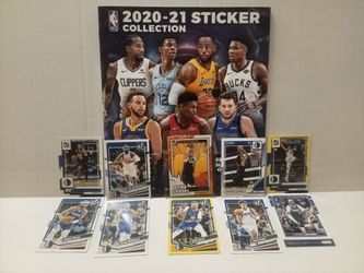 NBA 2020-21 Sticker Album + Donruss Basketball Cards Lot