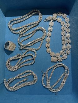 Moissanite Ice Kit Tennis Chain Ring Necklace
