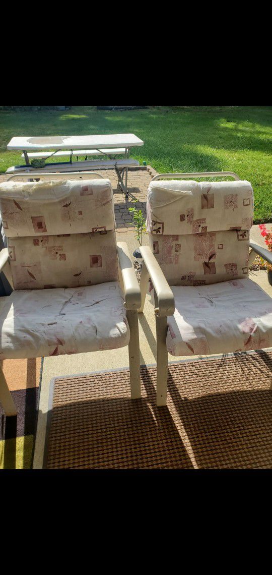 Four  (4) used Patio Sun Room Chairs. Cushions need replaced on some.