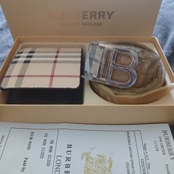 Burryberry Mens Wallet Belt Set