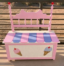 Custom wooden vintage storage bench