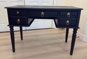 Black Desk/Vanity w/ Stool & Chair