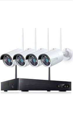 Wireless Security Camera System, 3MP 8CH NVR 4Pcs Home WiFi Security Camera Outdoor with Night Vision, Waterproof, Human Detection, One-Way Audio, Rem