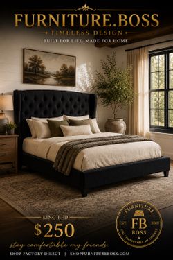 Chic Tufted Bed | Queen $200 | King $250