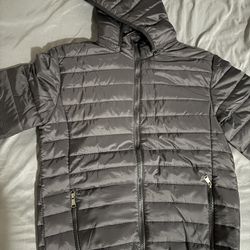 Ruxen Large Italy Down Black Puffer Jacket with removable hood