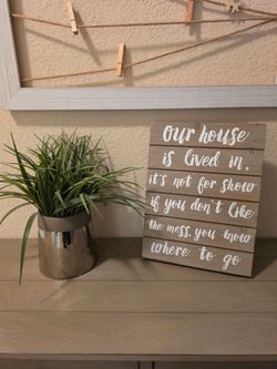 Wooden Our House Wall Art, Gray Wash Finish.