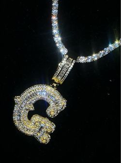 18k Gold plated “G” pendant & 3mm tennis chain