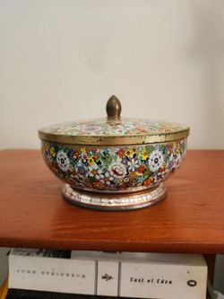 Vintage 1970's Tin Vase with Flowers