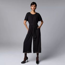 New Women’s Simply Vera Vera Wang Pleated Jumpsuit Size Large Black