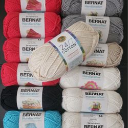 **ENTIRE LOT (12)**  Bernat /Lion Brand  COTTON YARN