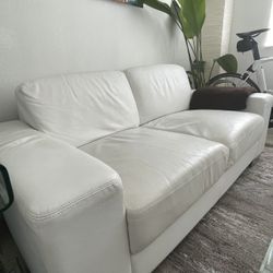 White Leather Couch 