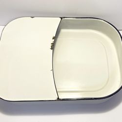Vintage Porcelain Enamelware Metal Hospital Ware Bedpan 