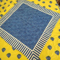 2 Piece Blue & Yellow Table Cloth