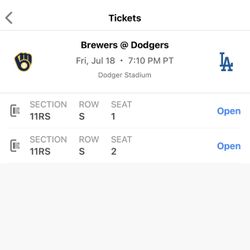 Dodger Tickets 7/18 