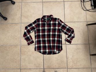 Ralph Lauren Plaid Flannel Button Up Shirt Women Size M Red White Black Cotton