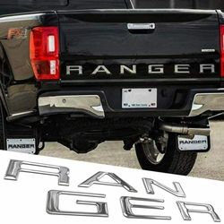 3D Raised Tailgate Insert Letters for 2019 2020 2021 Ford Ranger Emblem, Chrome