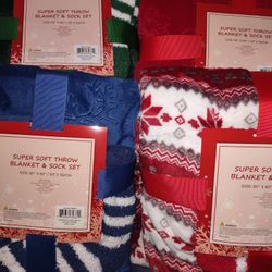Christmas Blanket And Socks Sets