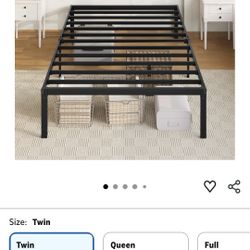 Black Twin 14 Inch Metal Platform With Storage Space, No Box Spring Needed And Easy Assembly 