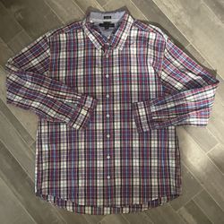 Tommy Hilfiger Men's Slim Fit Plaid Button Down Shirt XXL Long Sleeve