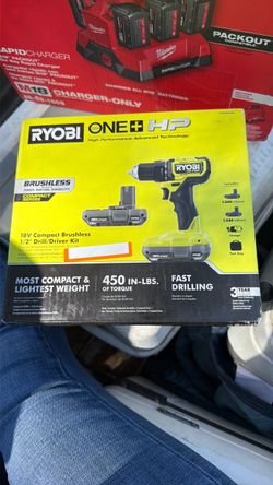 Ryobi one 18v compact brushless 1/2 drill driver kit