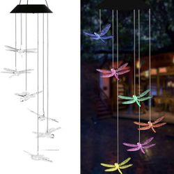 AVEKI Solar Wind Chimes Outdoor, Color-Changing Solar Mobile Wind Chime Waterproof Solar Powered LED Hanging Lamp for Outdoor Garden Festival Decorati