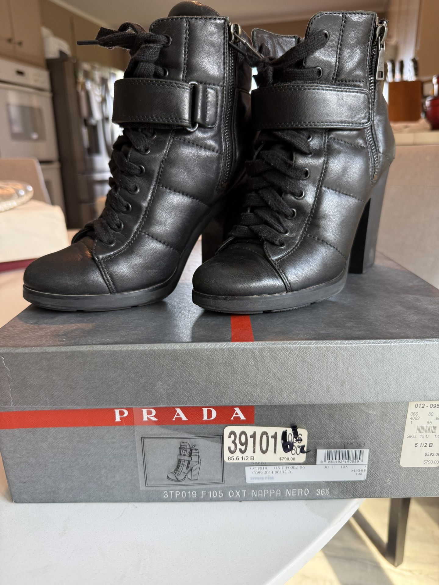 Women’s Prada Low Top Boots Size 6.5 Used In Fair Condition With Orginal Box And Dust bag