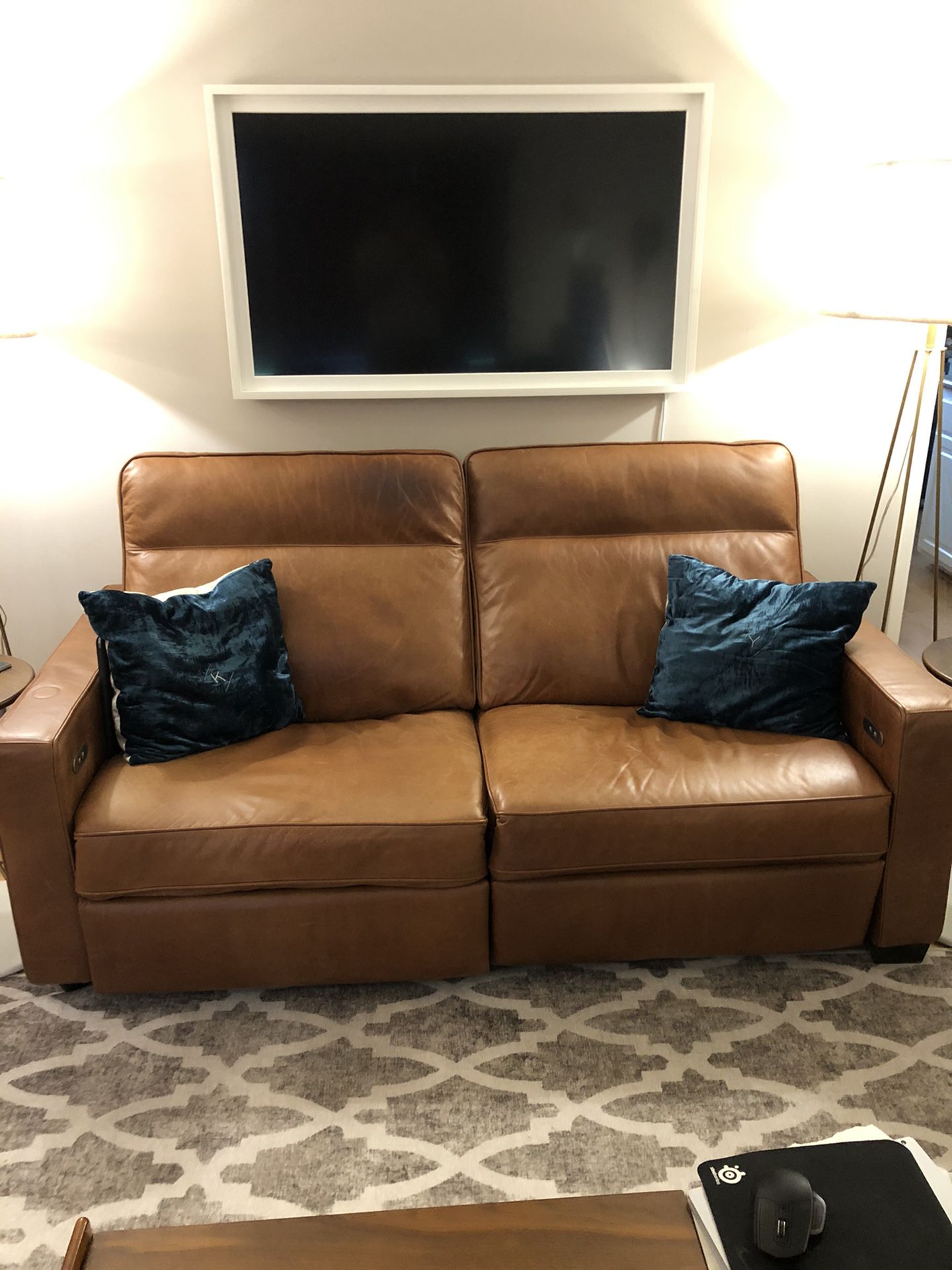 West Elm Henry Leather power reclining sofa.