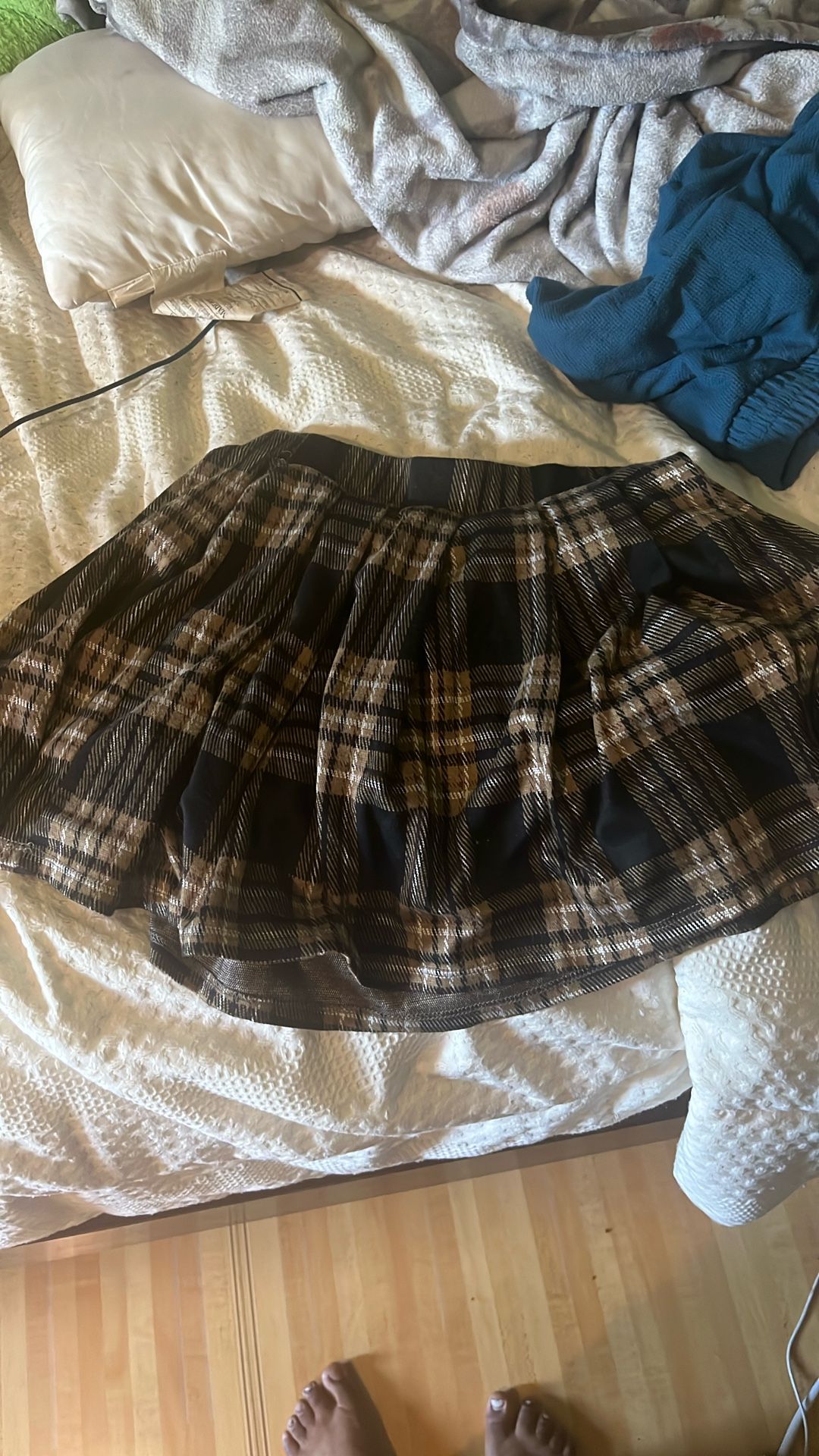 Brown Plaid Skirt