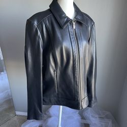 Vintage Michael Kors black supple leather zip front jacket size XL