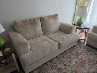Beige Fabric Loveseat Sofa