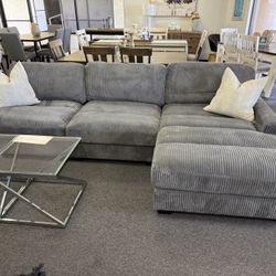 Gray Corduroy Sectional 