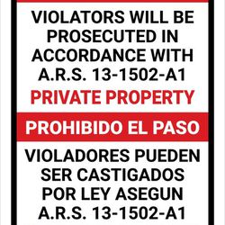 10x No TRESPASSING  SIGNS  In English And  Spanish 
