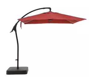 8 ft. Square Aluminum and Steel Cantilever Offset Outdoor Patio Umbrella in Chili Red