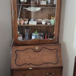 China Hutch/ Fold Down Desk W Drawers