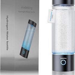 Hydrogen Water Generator Bottle - 400ml Rechargeable Ionizer, Portable Hydrogen Rich Water Cup Maker, Travel, Sports, Gift (Black)