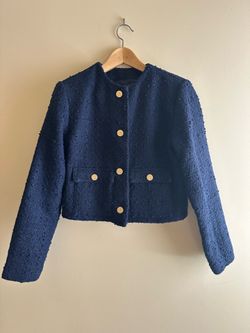 Abercrombie & Fitch Navy Tweed Cropped Jacket – Size Small – New Without Tags