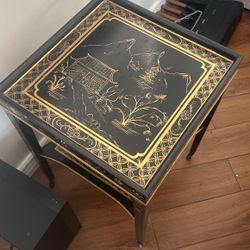 Oriental Black Gold Lacquer Table