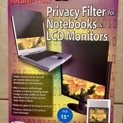 Privacy Filter For Notebooks & LCD Monitors Fits 15”