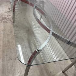 Glass and chrome dinning table