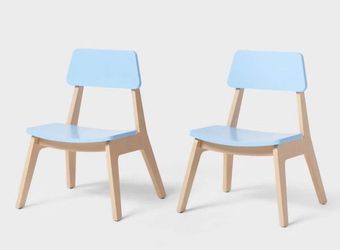 Brand New in Box 2 Pack of Kids Wooden Activity Chair Blue Wood Set Pillowfort
