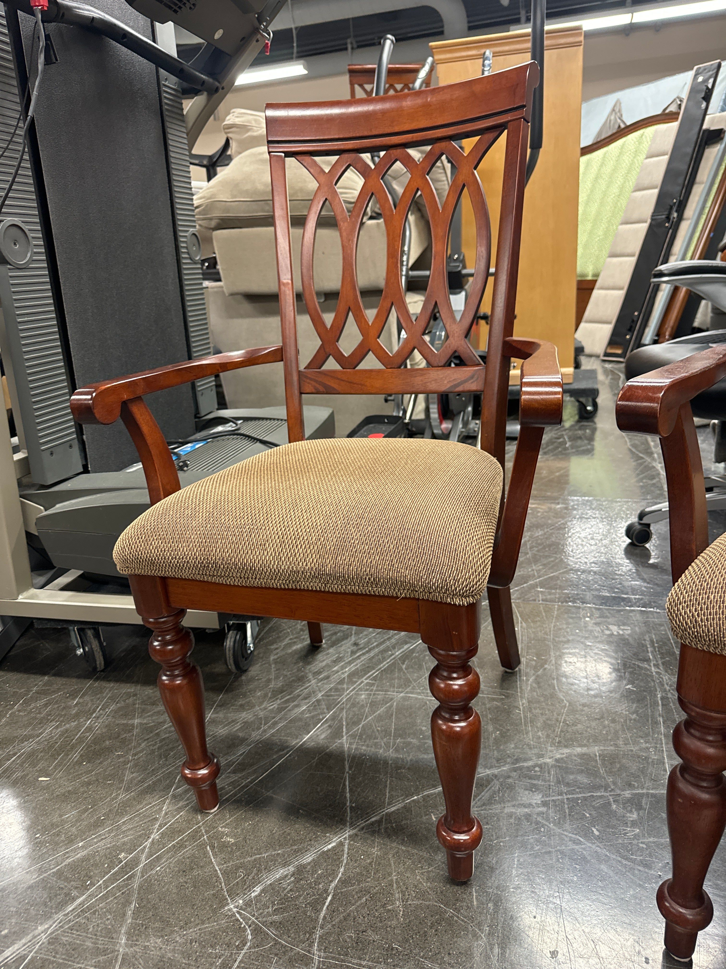 Wood With Fabric Seat Dining Chair, Captain Chair