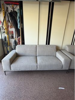 Scandinavian Design Modern Beige Woven Couches Set of 2