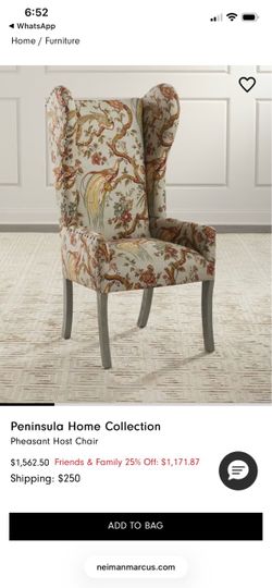 itle: Neiman Marcus Peacock Chair – Brand New / Never Used