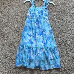 Blue Floral Dress For Little Girls Size 6
