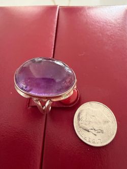 925 SILVER AMETHYST RING SIZE 7